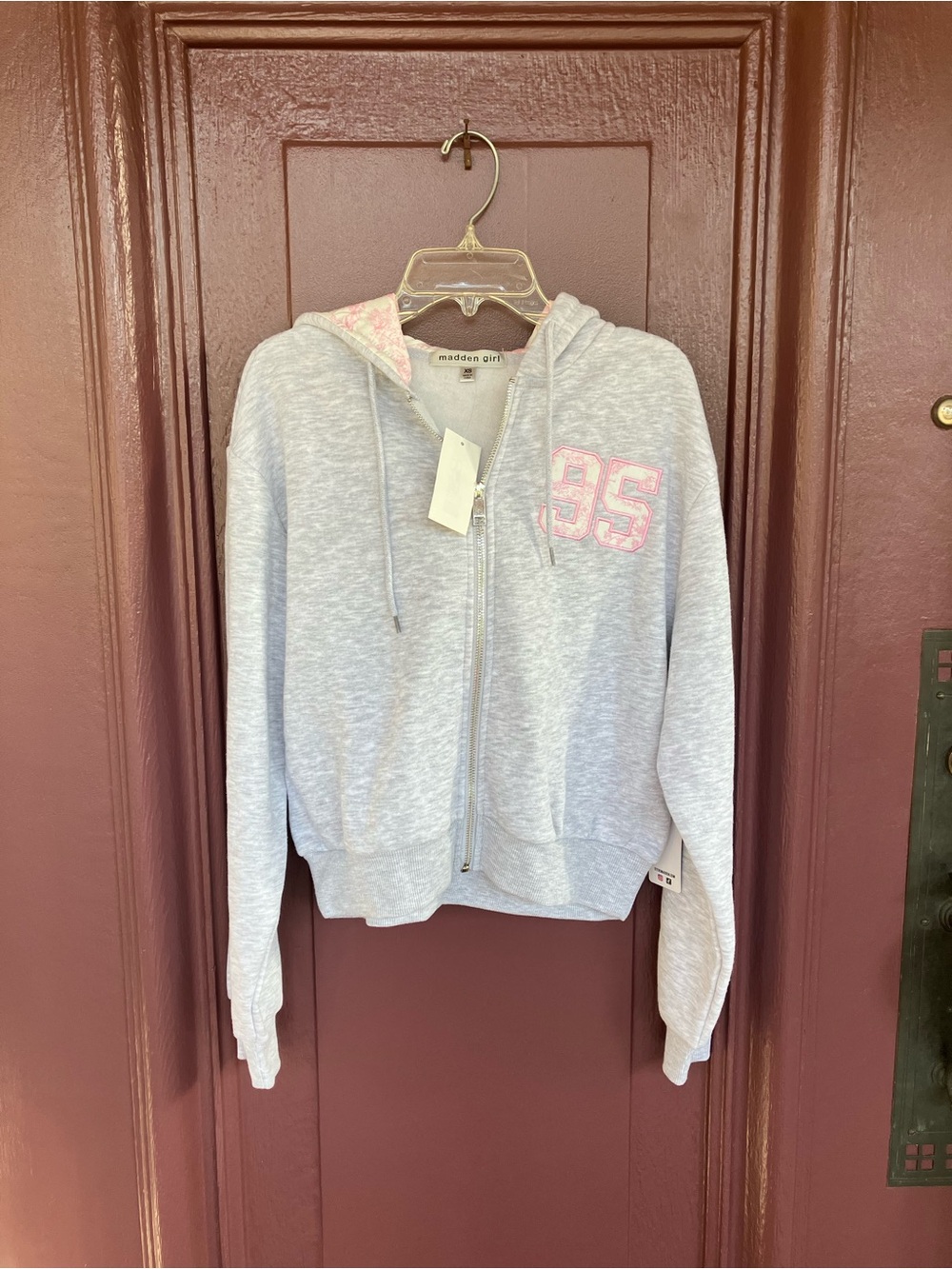 Madden Girl Light Gray Zip Hoodie